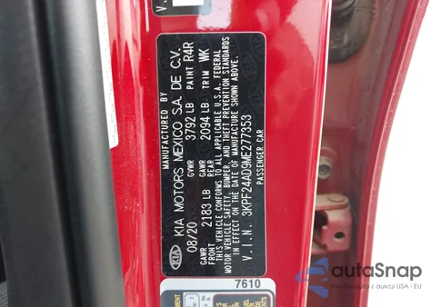 2021 Kia Forte Lxs from USA, damaged, VIN 3KPF24AD9ME277353